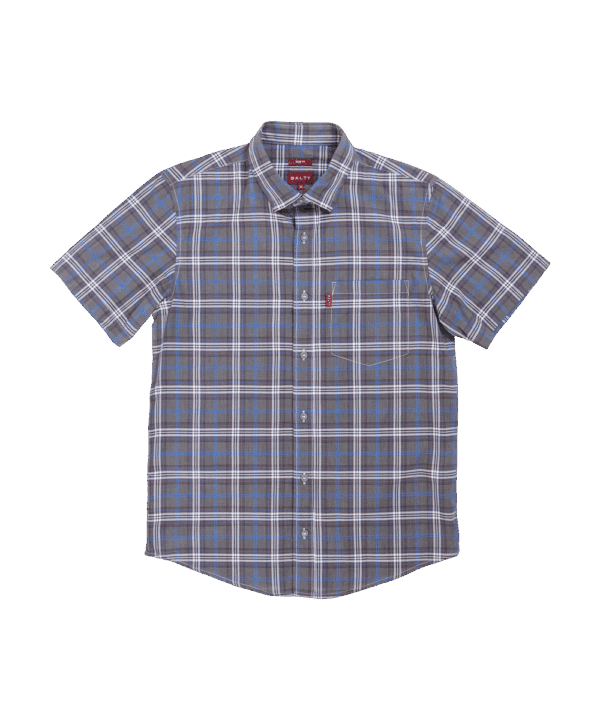 S/S Checked Slim Fit Shirt Teal & Grey