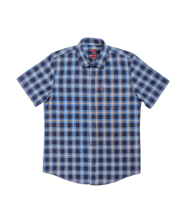 S/S Checked Slim Fit Shirt Grey & Blue