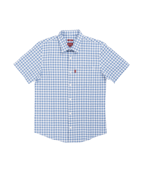S/S Checked Slim Fit Shirt Pale Blue & White