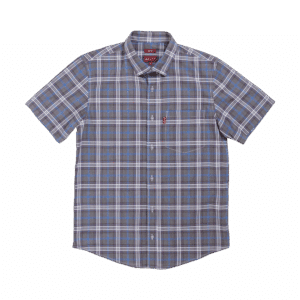 S/S Checked Slim Fit Shirt Teal & Grey