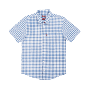 S/S Checked Slim Fit Shirt Pale Blue & White